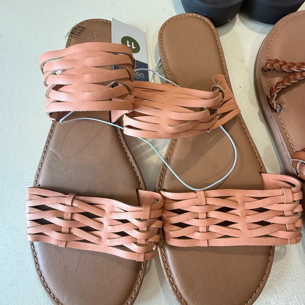 Shade & Shore Women's Black and Tan Sandals